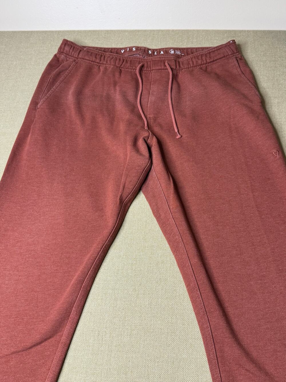 Vissla Mens XL Jogger Sweatpants Rust Red Fleece Upcycled Poly Cotton